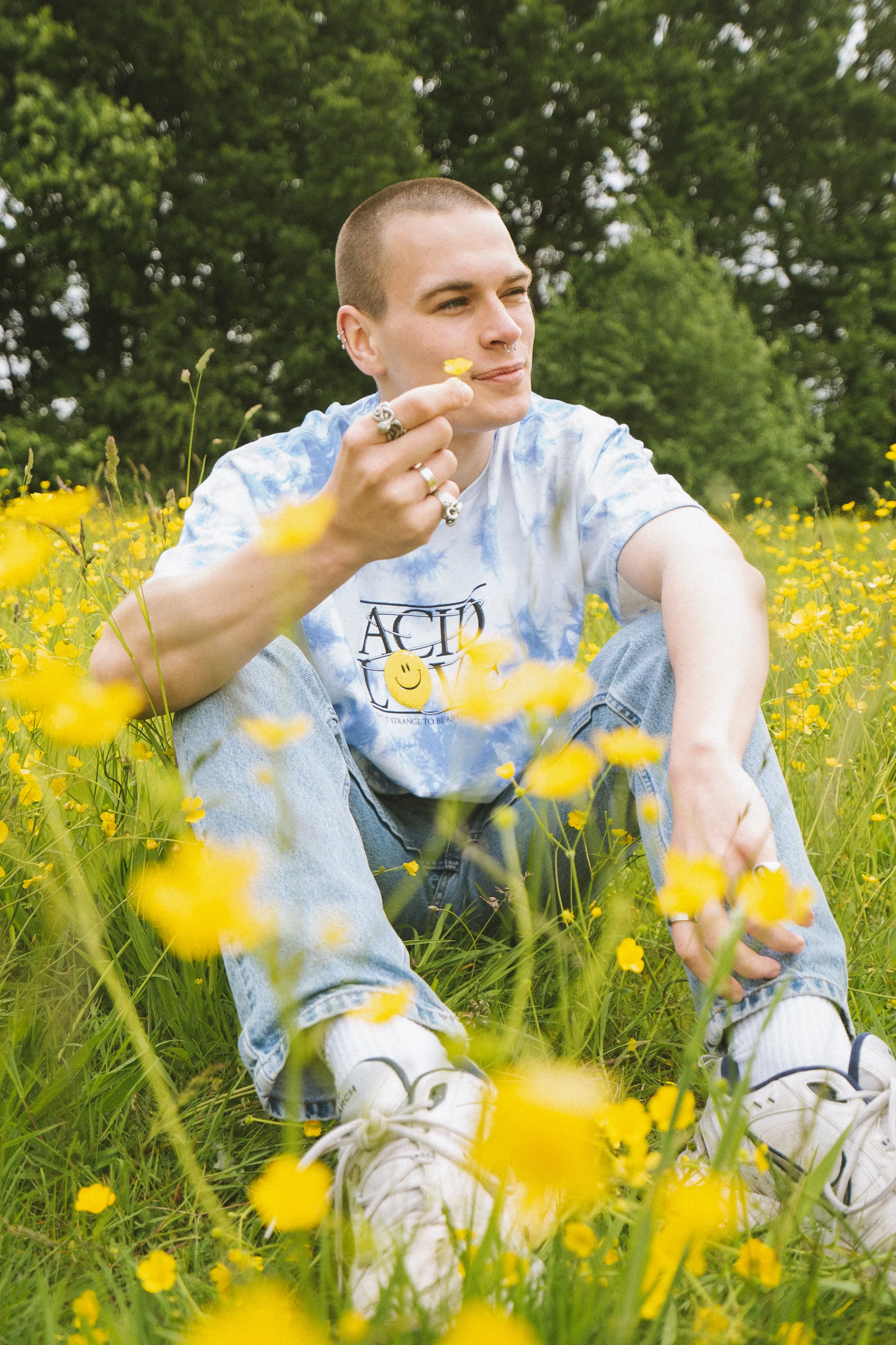 ACID LOVE 0.06 'Floating Points' Tee - Tie Dye Sky Blue