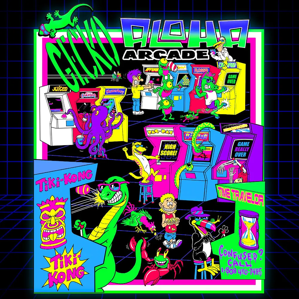 Aloha Arcade 1980s Neon Green - Gecko X Nazar 4 Limited Tee