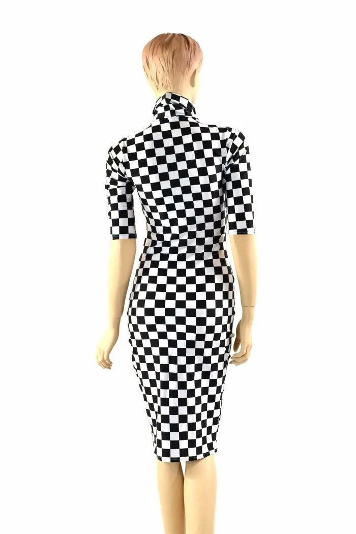 Black & White Checkered Bodycon Dress