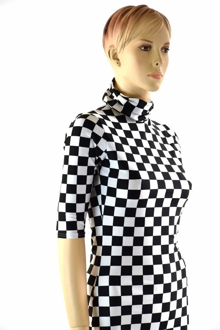 Black & White Checkered Bodycon Dress