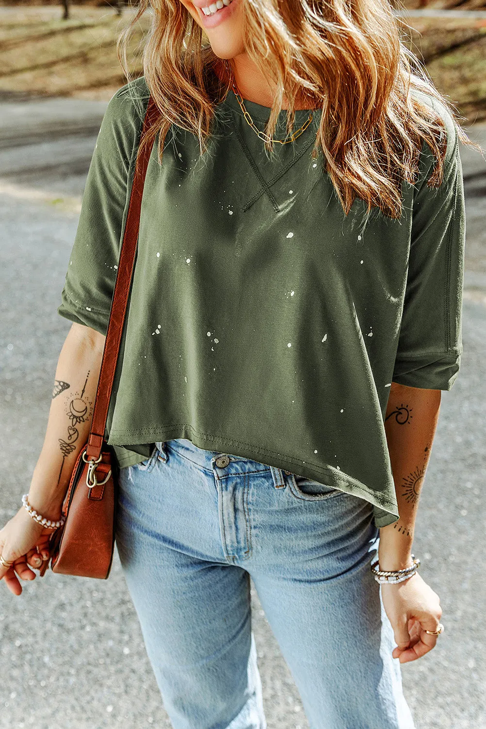 Bleached Asymmetric Hem Top