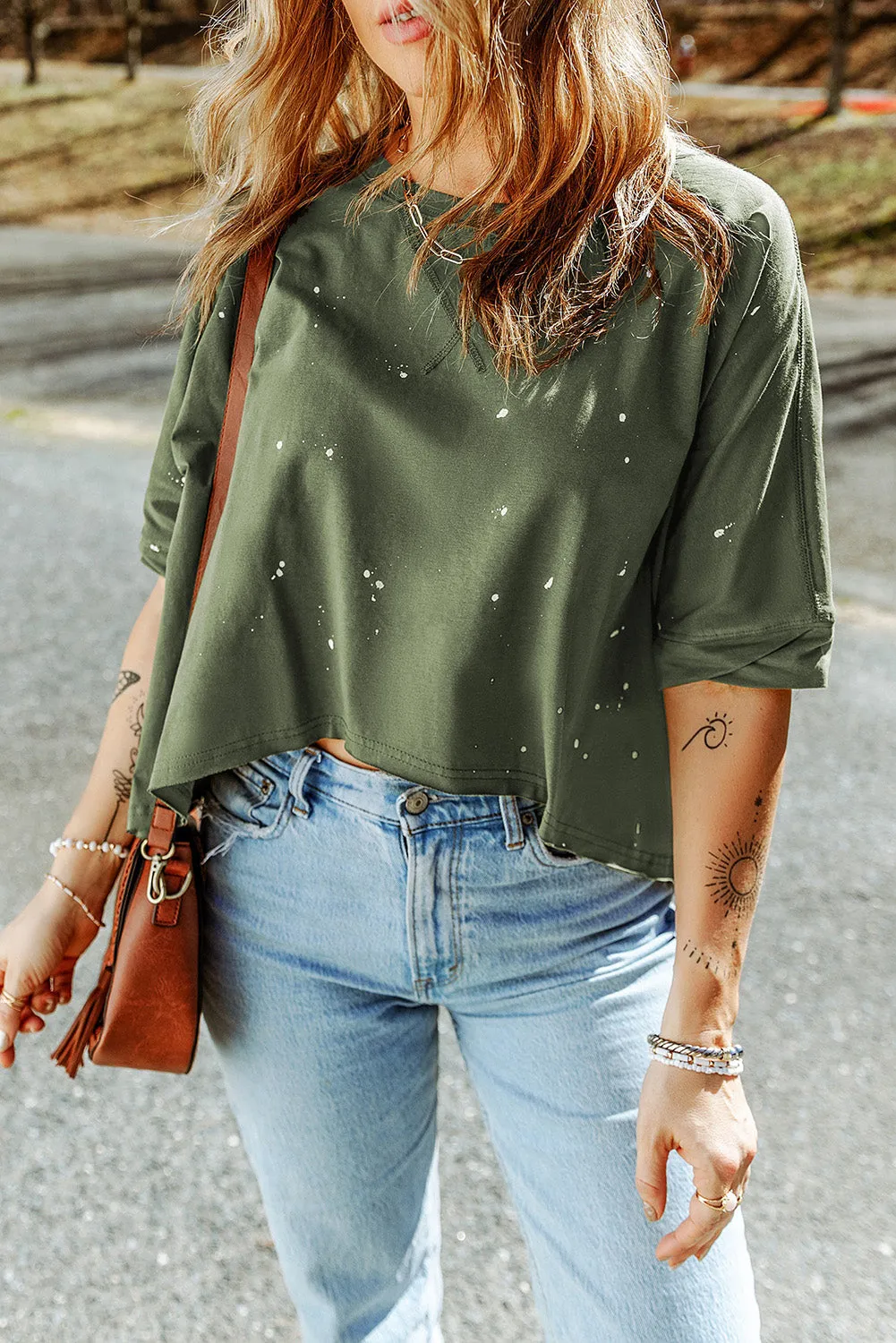 Bleached Asymmetric Hem Top