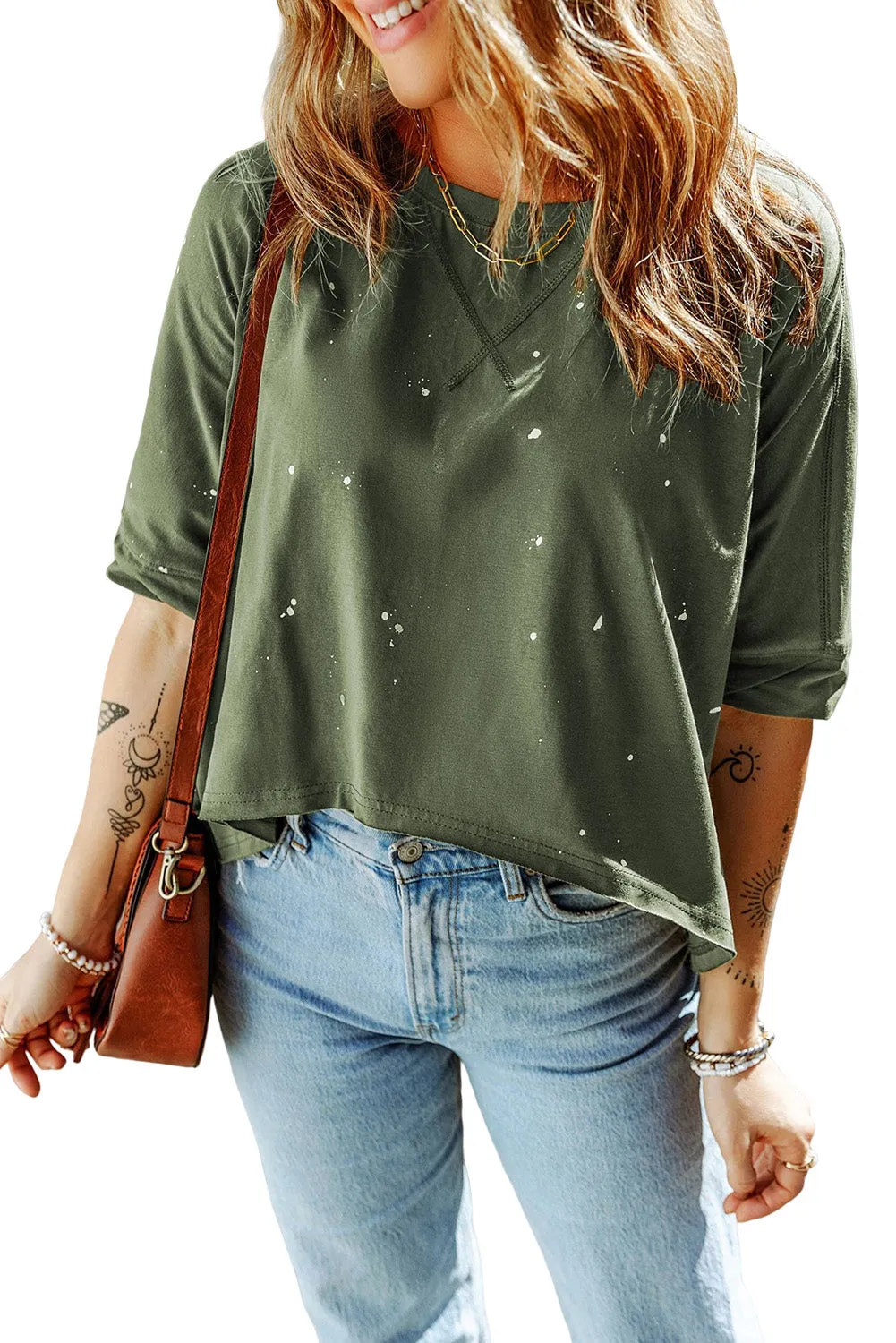 Bleached Asymmetric Hem Top