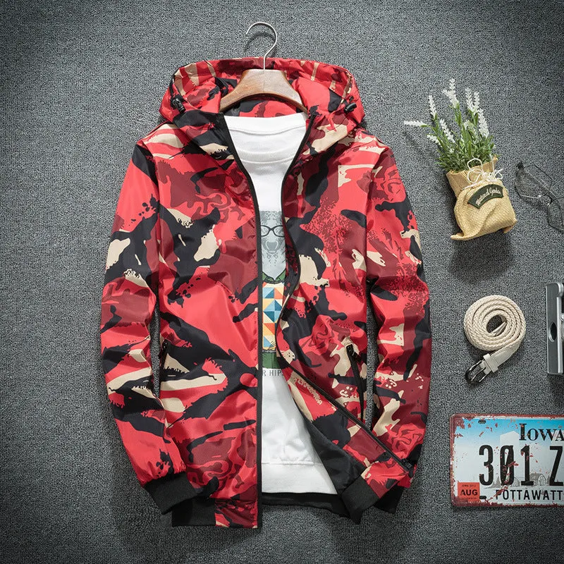 Casual Camouflage Jacket, Men's Hoodie, Street Clothes