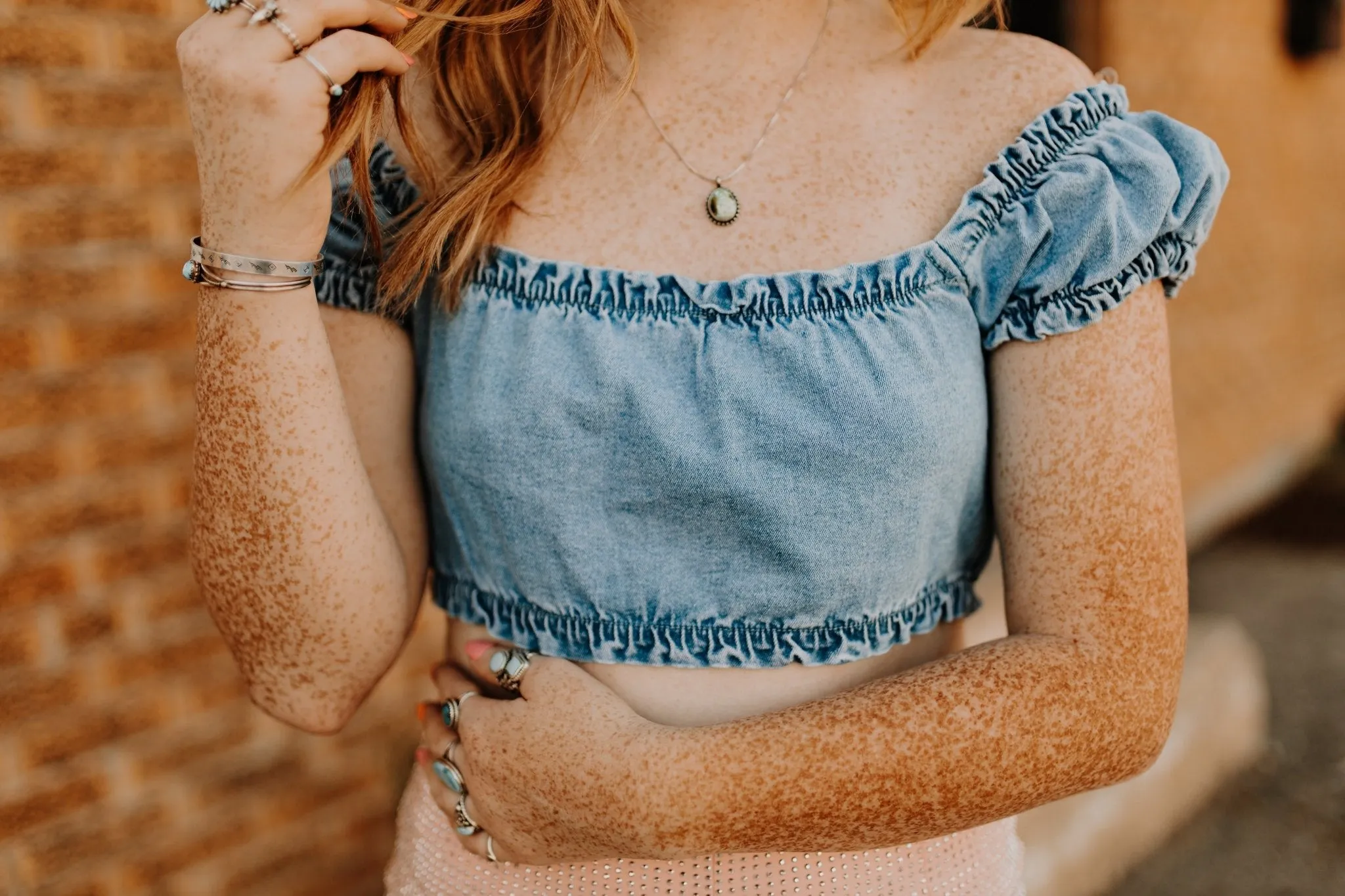 Criss Cross Denim Crop Top