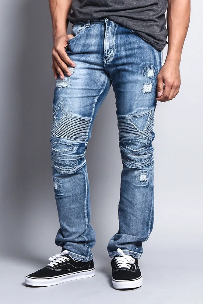 Destroyed Slim Fit Biker Jeans