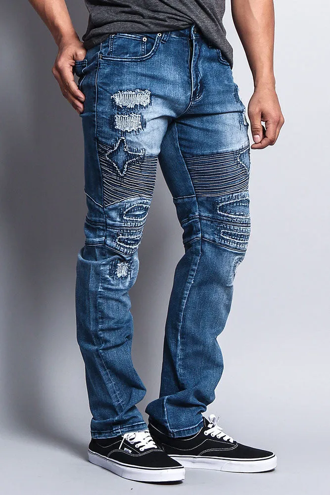 Destroyed Slim Fit Biker Jeans