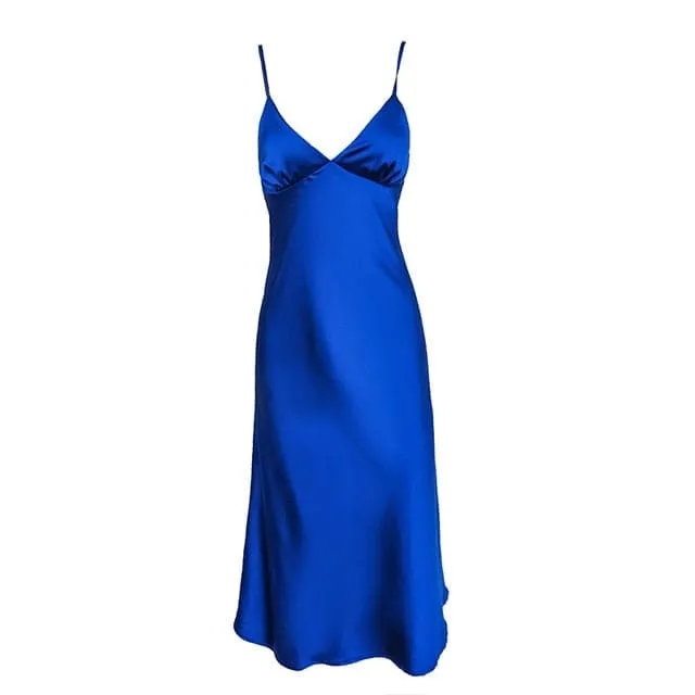 DressBetty - Women Satin Deep V Neck Sexy Dress