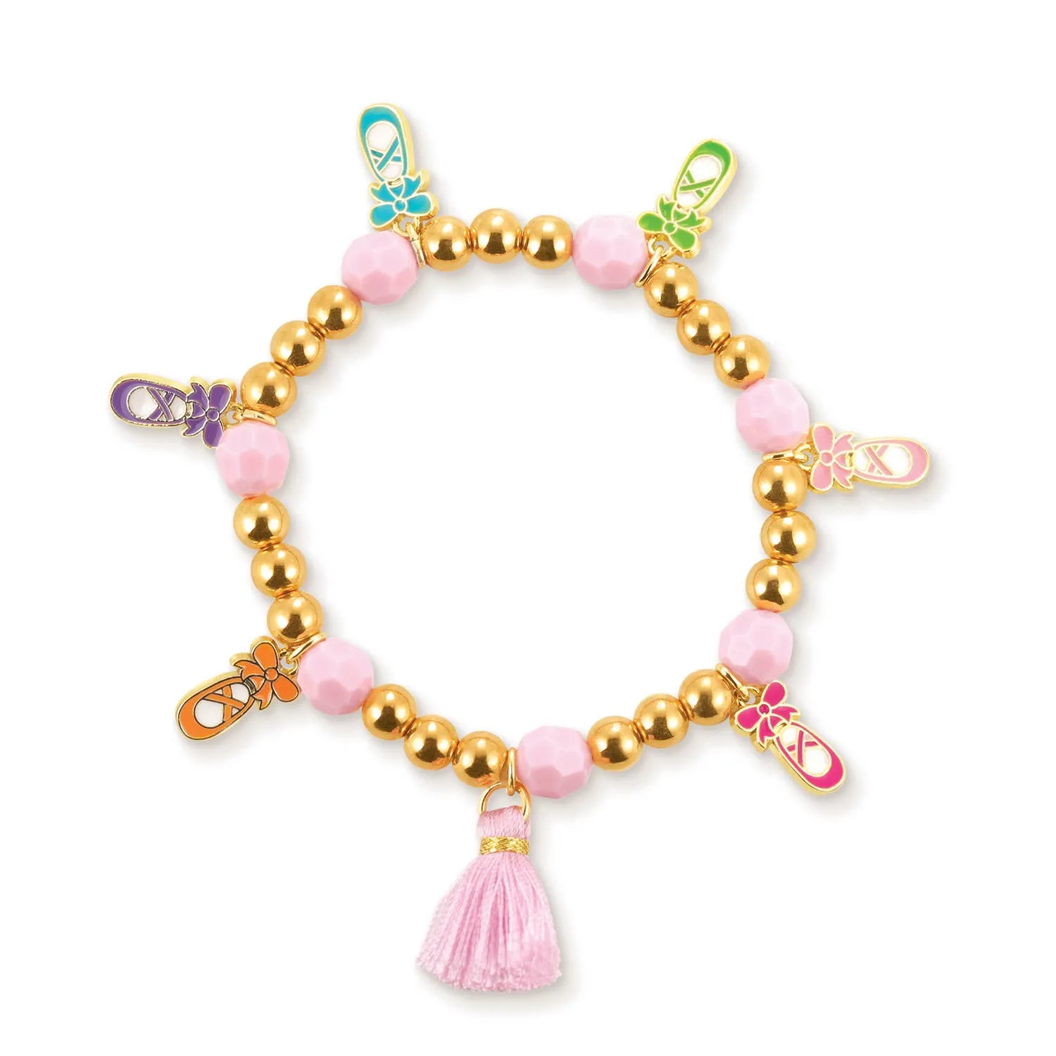 Girl Nation - Ballet Bliss Beaded Bracelet with Pink Tassel