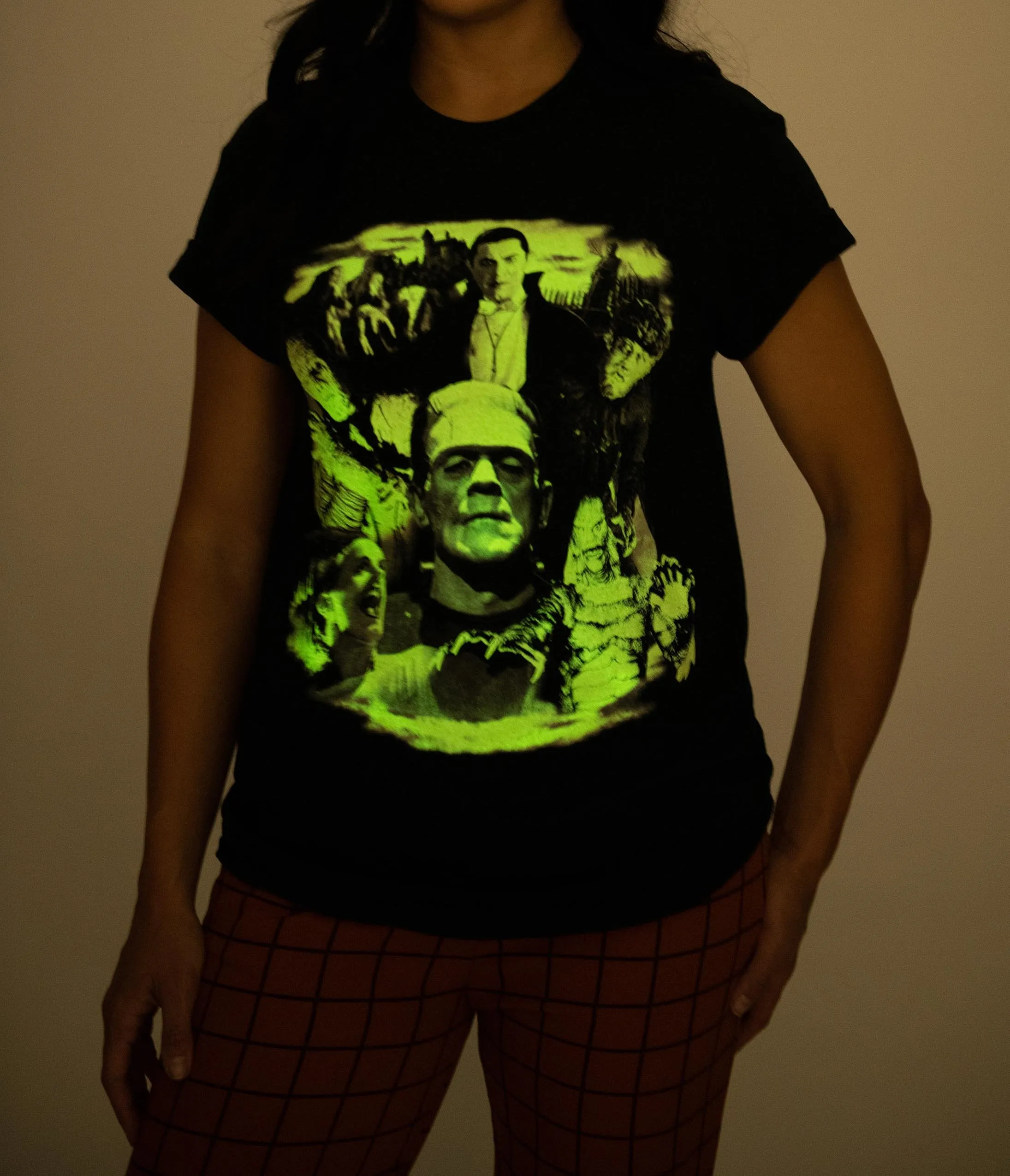 Glow In The Dark Universal Studios Monsters Collage Unisex Tee