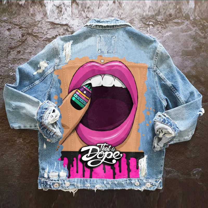 Graffiti print denim jacket