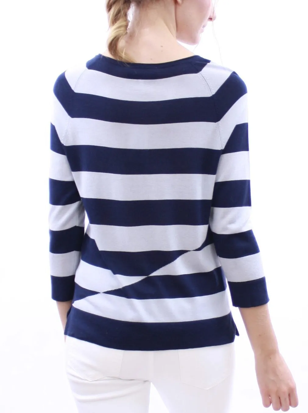 Graphic Striped V neck Tee