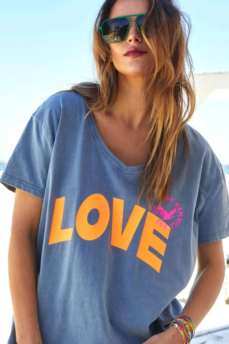 Hammill & Co Vintage Wash Navy Love Tee