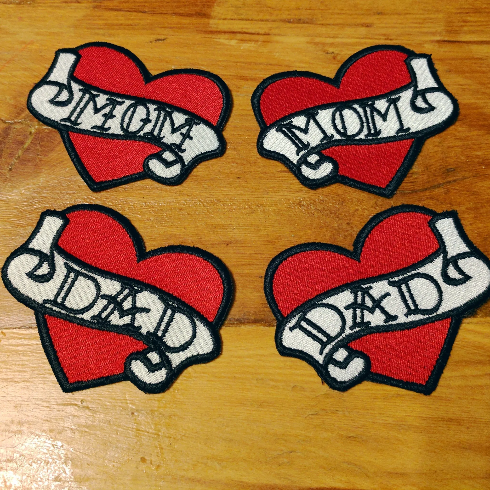 I Love My Parents Heart Tattoo Patches