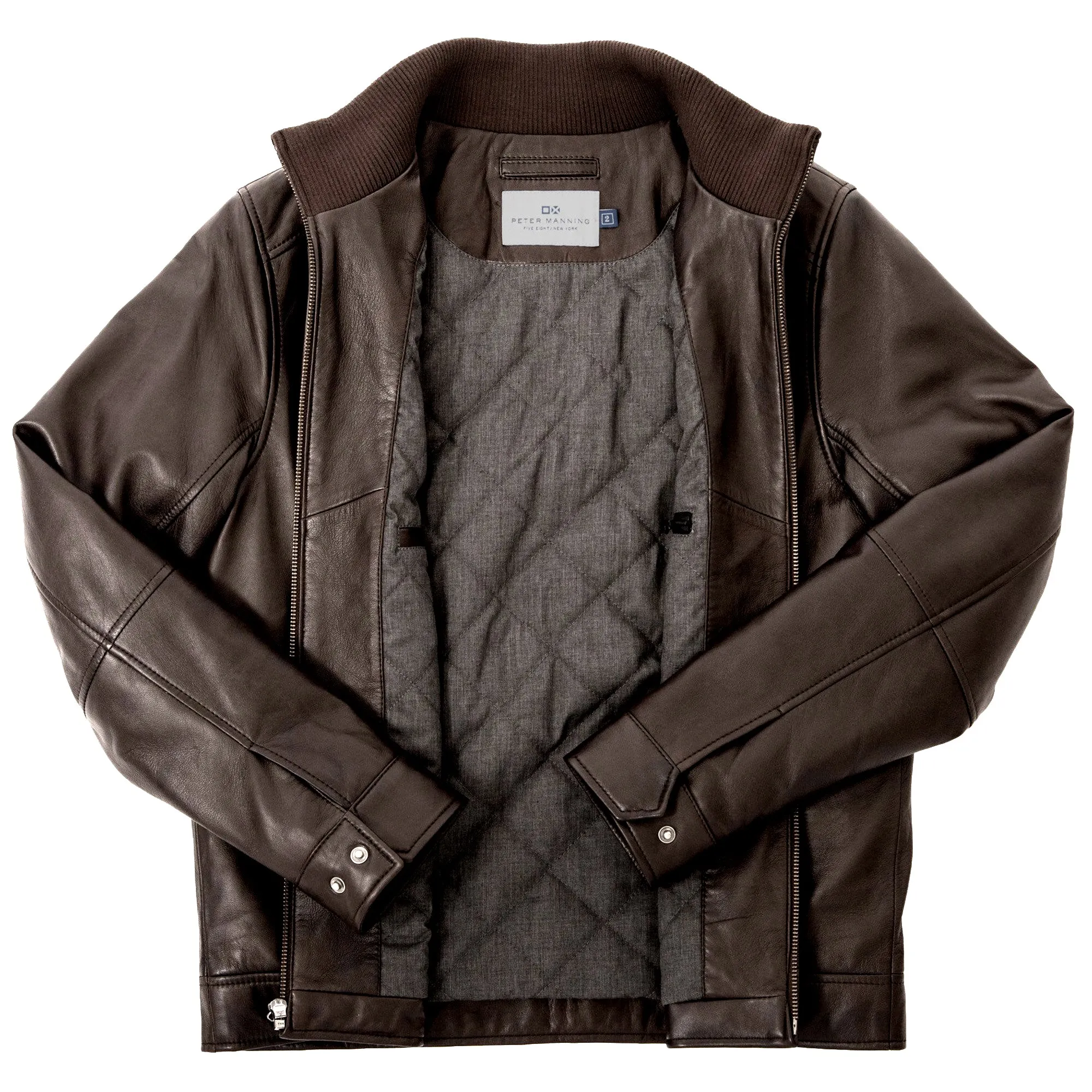 Lambskin Leather Jacket - Brown