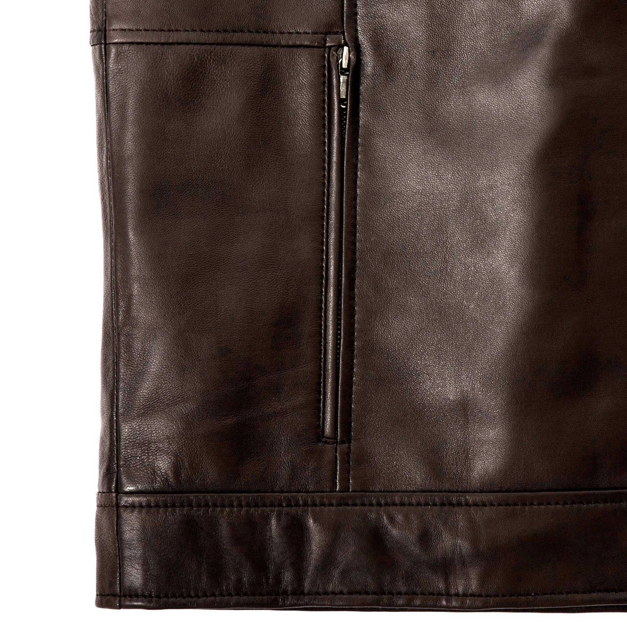 Lambskin Leather Jacket - Brown