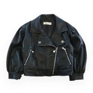 Lantern Slv Leather Jacket - Black