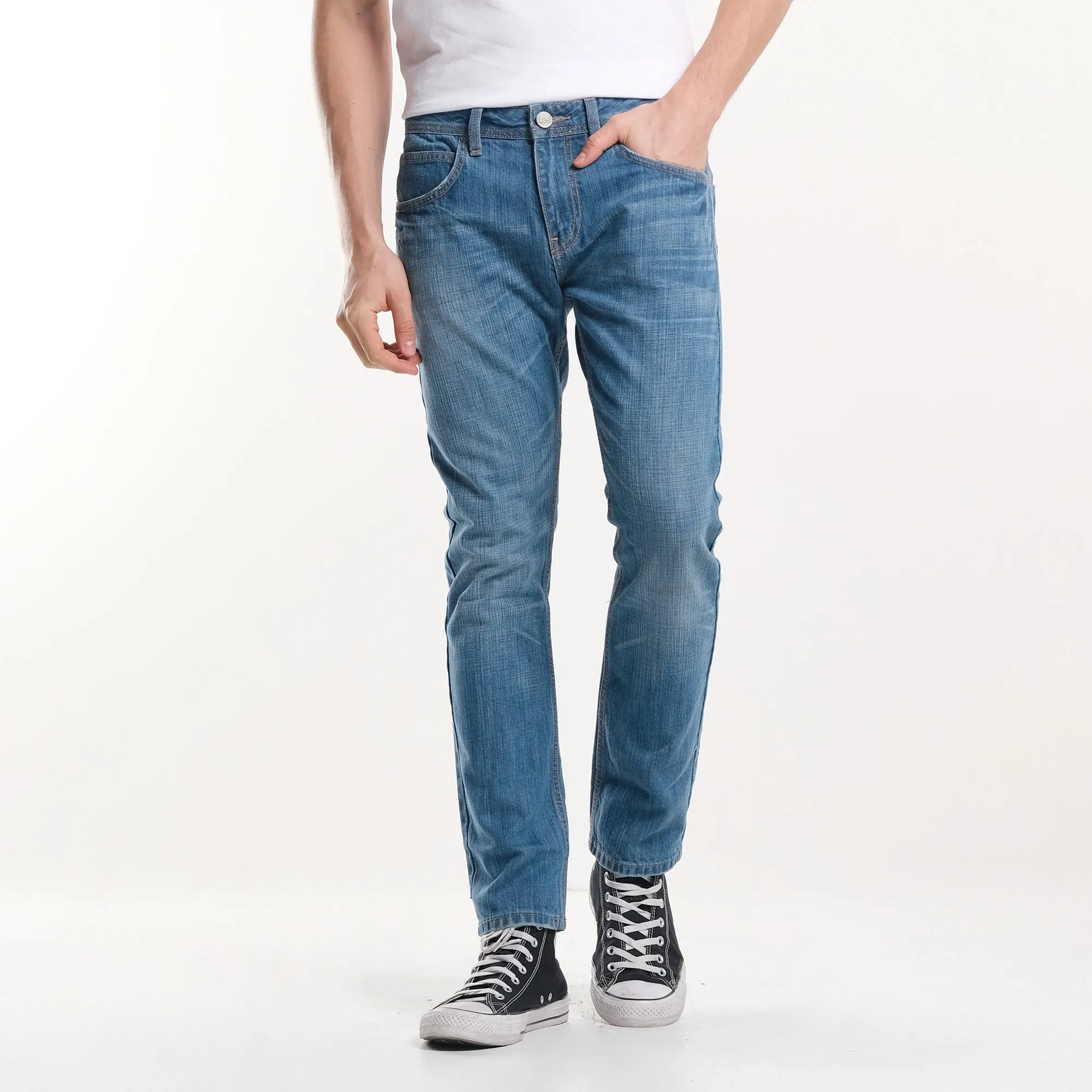 LEE MENS RAMONE 28" INSEAM DENIM PANTS IN BLUE INSTINCT