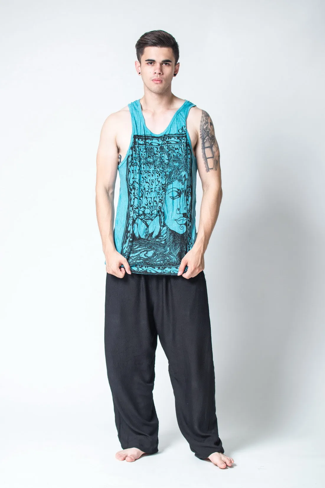 Mens Buddha Sanskrit Tank Top in Turquoise