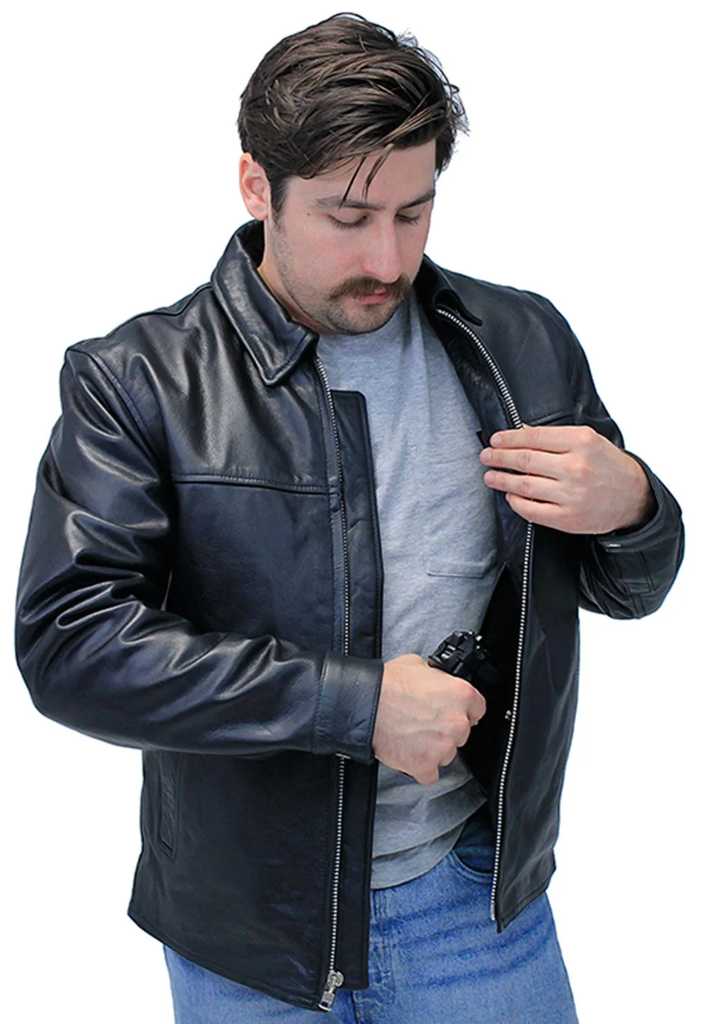 Men's Classic Black Leather Rebel Jacket #M6926GZK