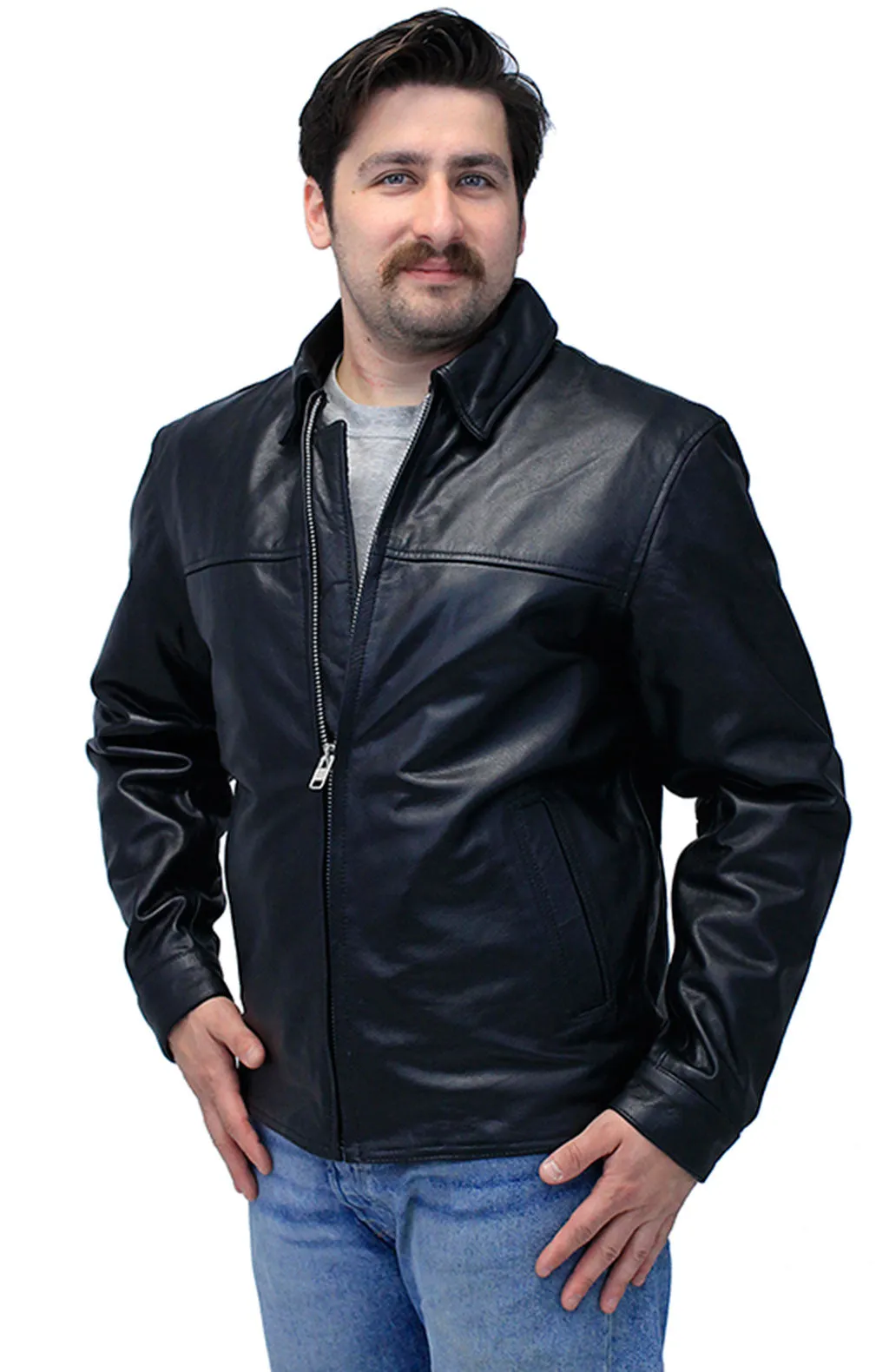 Men's Classic Black Leather Rebel Jacket #M6926GZK