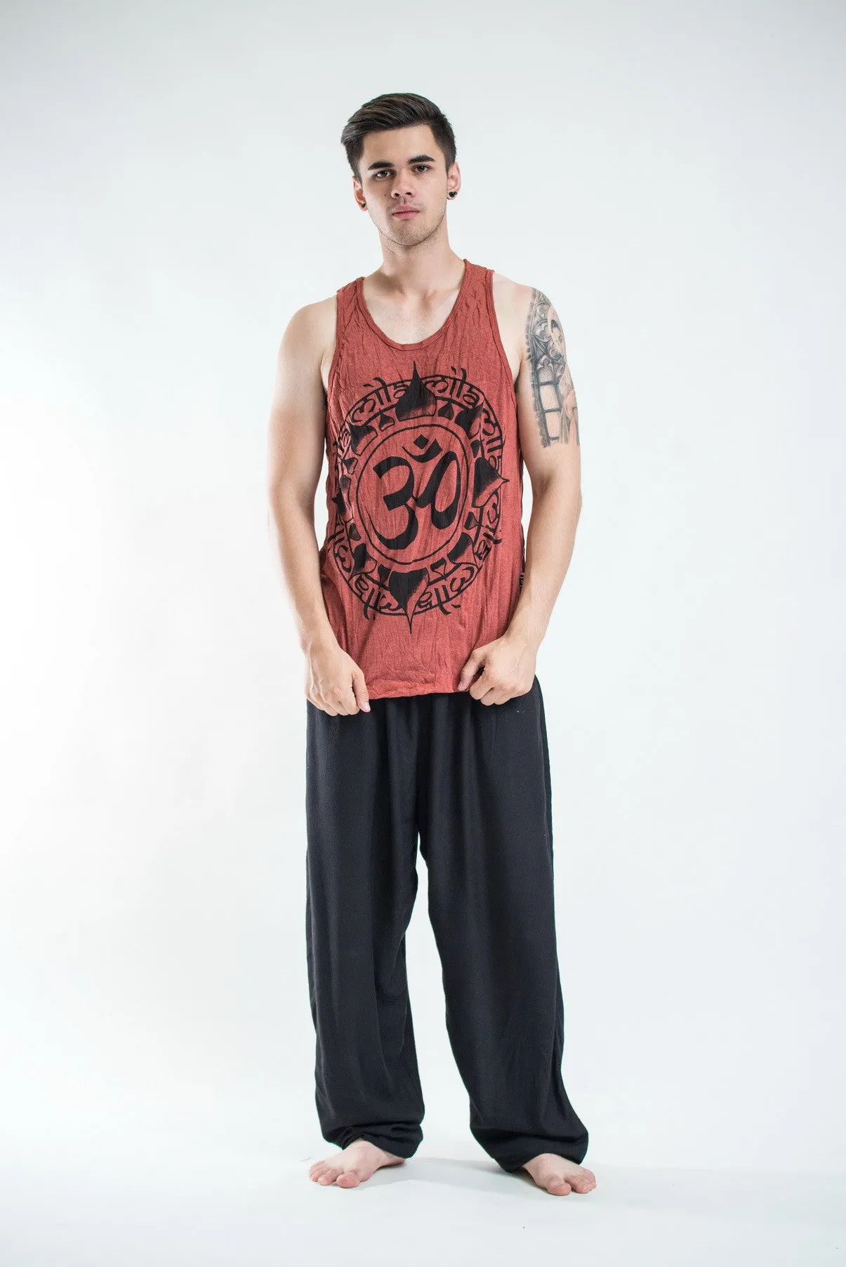 Mens Infinitee Om Tank Top in Brick