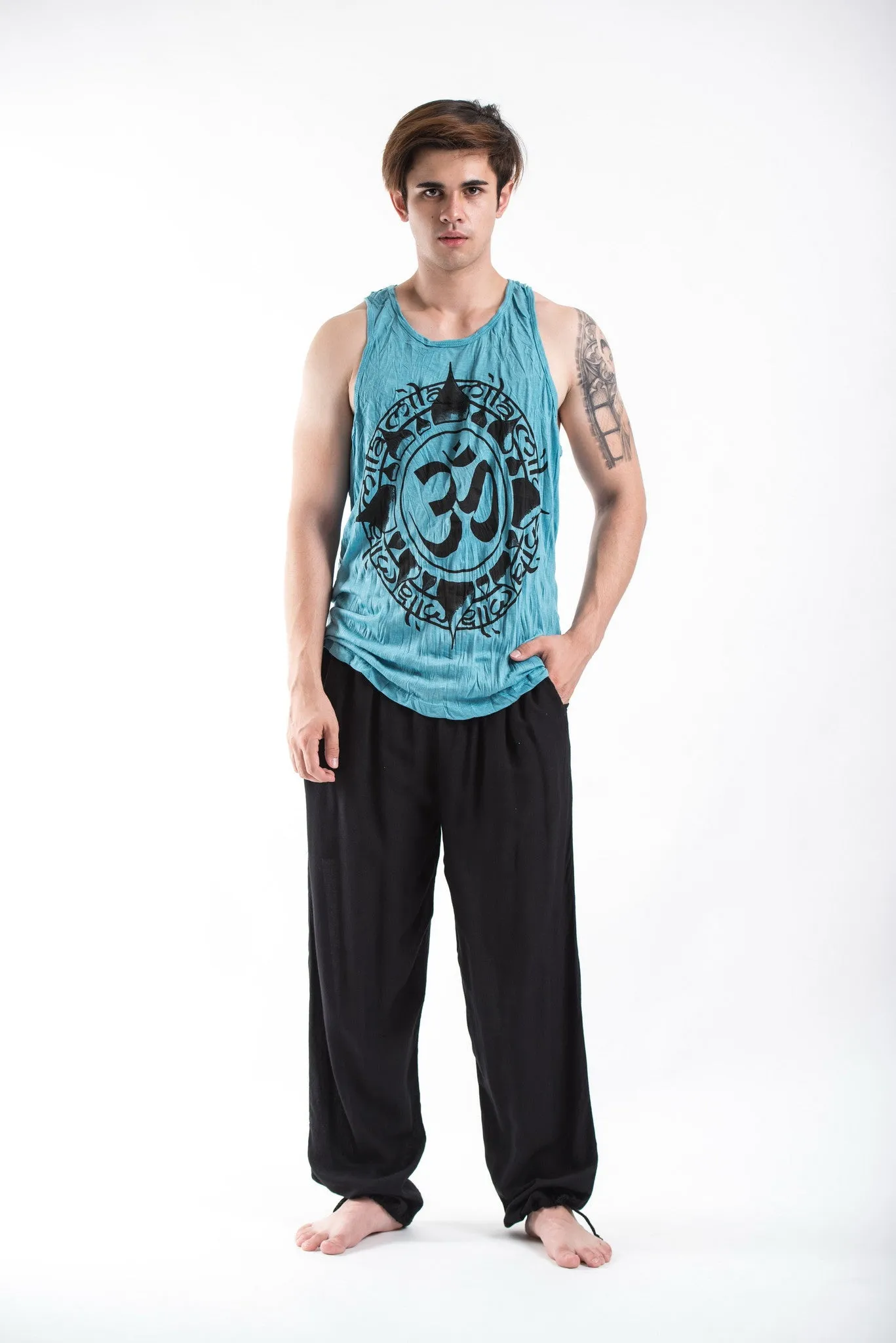 Mens Infinitee Om Tank Top in Turquoise