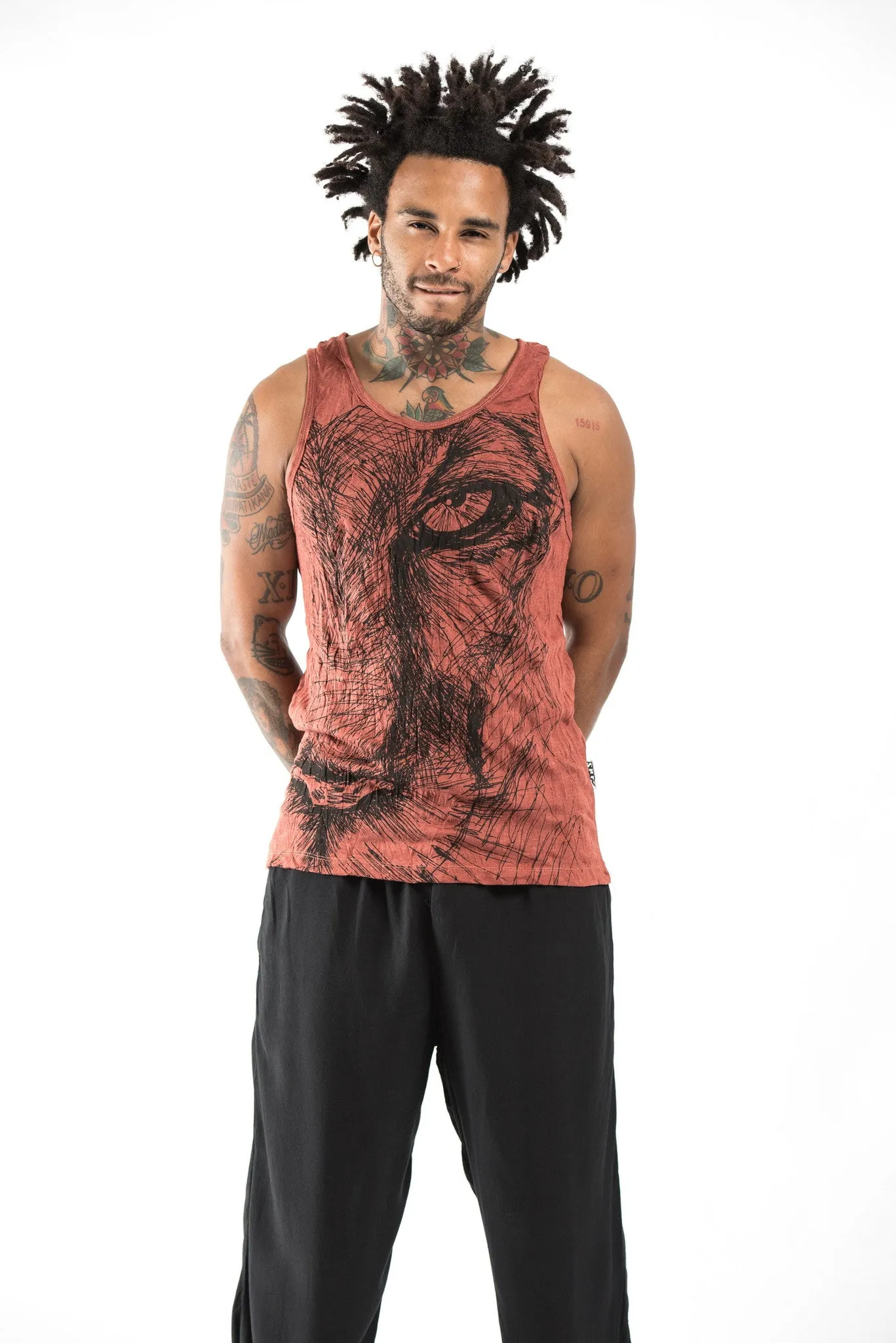 Mens Lions Eye Tank Top in Brick