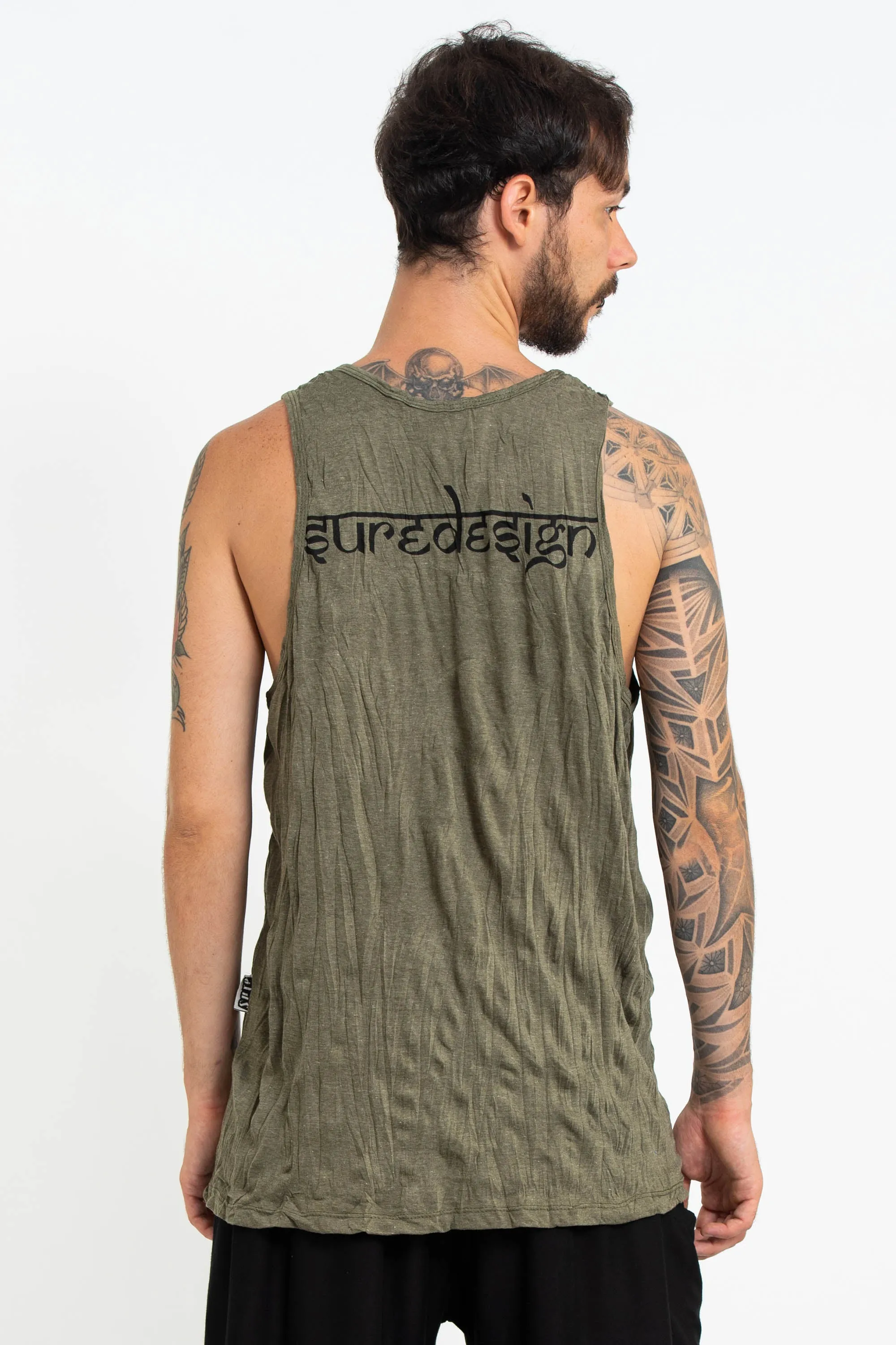 Mens Om and Koi Fish Tank Top in Green