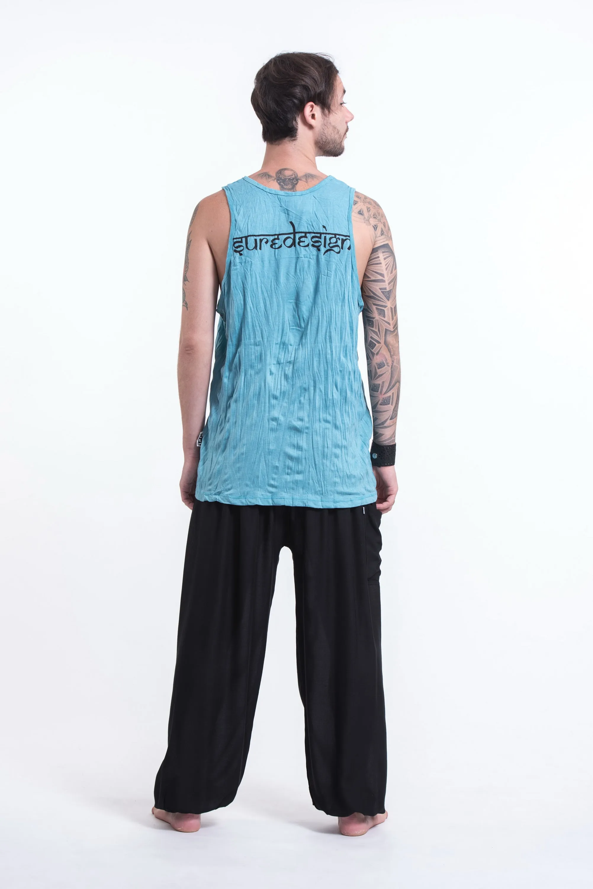 Mens See No Evil Buddha Tank Top in Turquoise