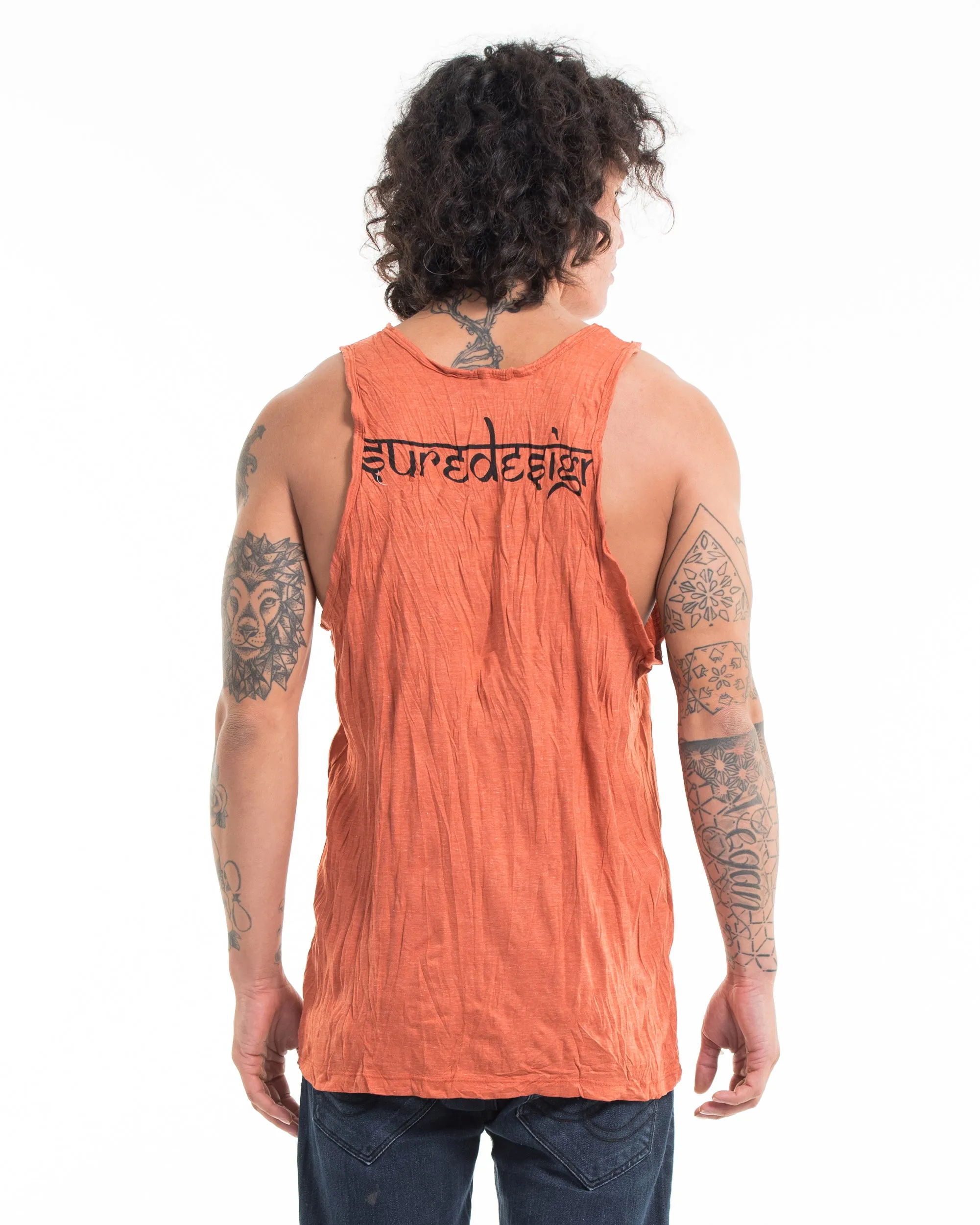 Mens Spiritual Shroom Cat Tank Top in Orange