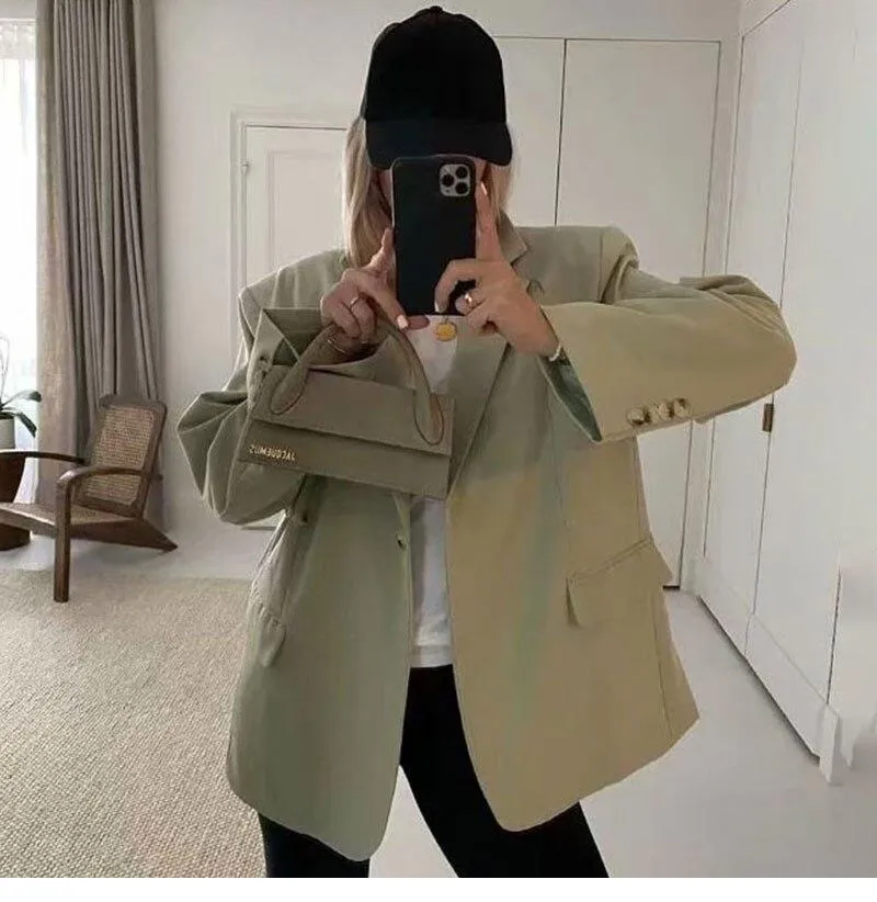 Mint Blazers Woman Loose Fit BF Long Sleeve Jackets Outwear