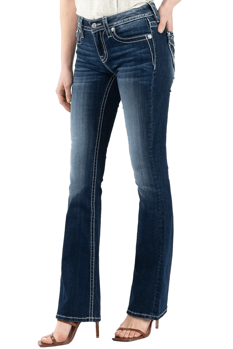 Miss Me Women's Plaid Nights Bootcut Jeans