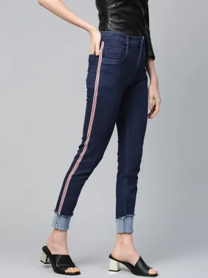 Navy Side Tape Basic Jeans