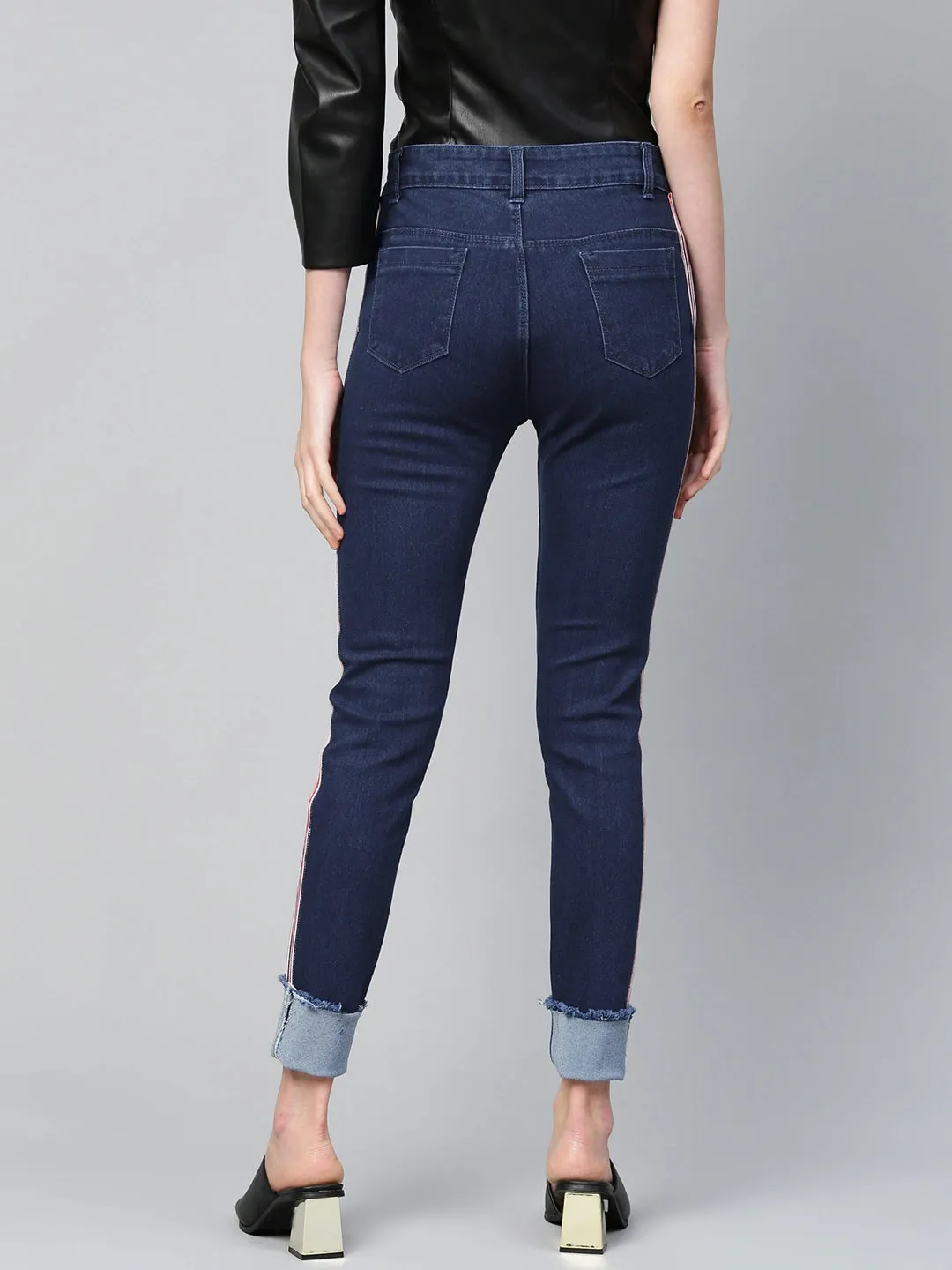 Navy Side Tape Basic Jeans