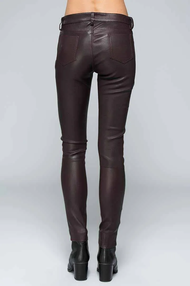 Nina - Bordeaux Leather Pant