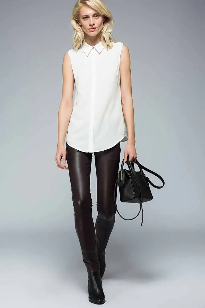 Nina - Bordeaux Leather Pant