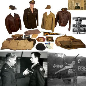 Original U.S. WWII Named 8th Air Force B-24 Liberator “Rebel Gal” Bombardier Paul T. Valachovic Uniform Grouping with A-2 Flight Jackets with Photos