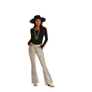 Panhandle Slim Women's Rock & Roll Snake Print High Rise Flare Jeans