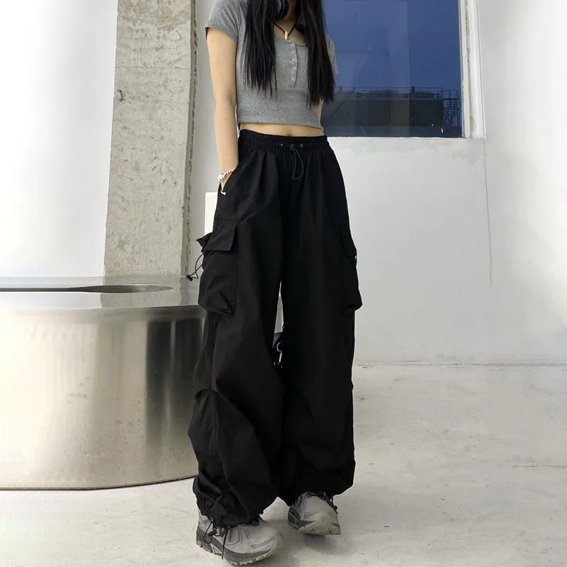 'Panther' Black Grunge Wide Leg Pants