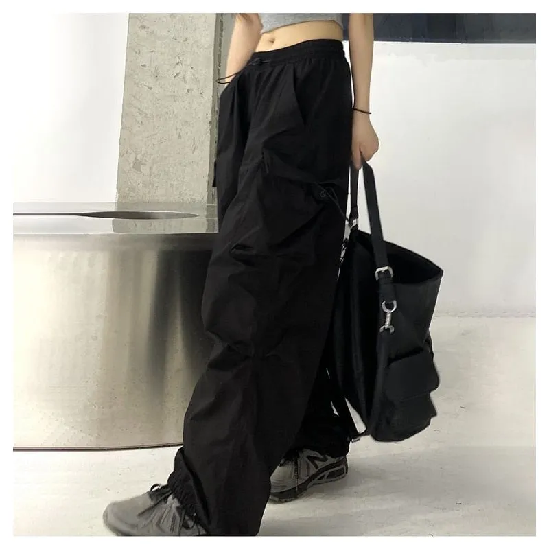 'Panther' Black Grunge Wide Leg Pants