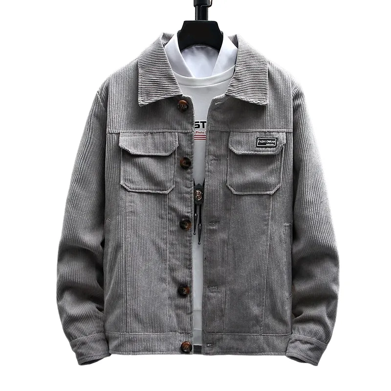 Pologize™ Plain Color Double Pocket Corduroy Jacket