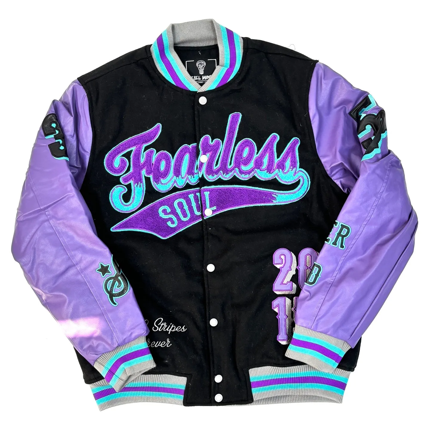 REBEL MINDS Fearless Soul Graphic Varsity Jacket