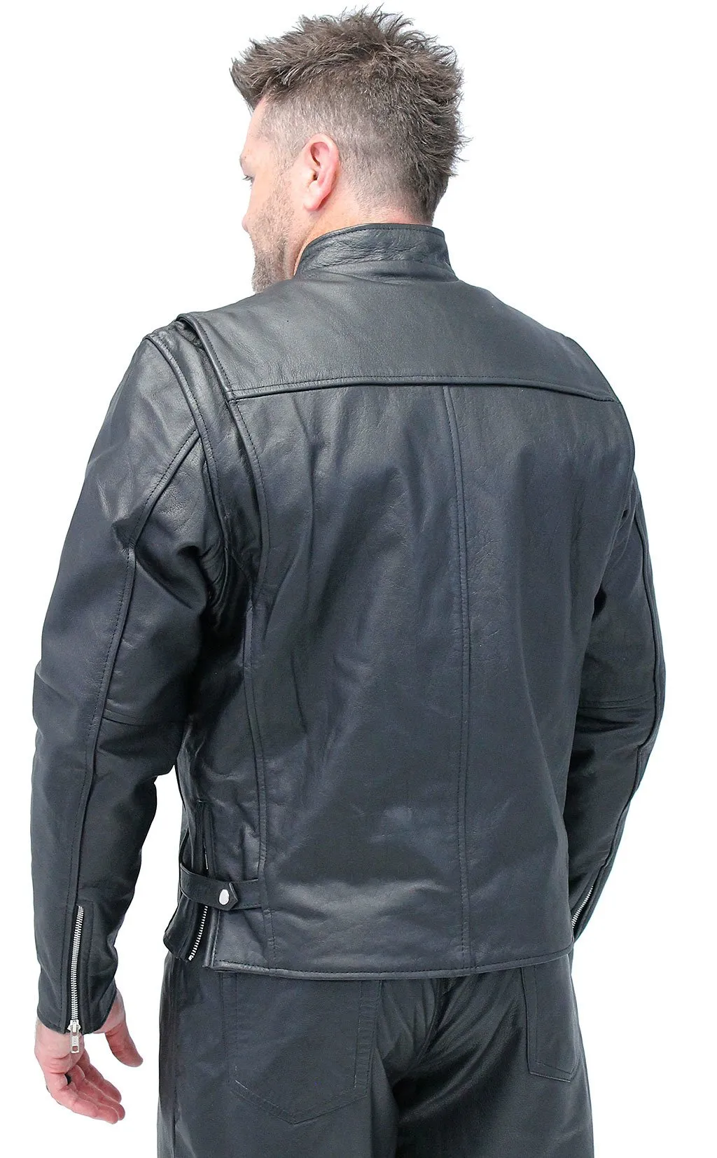 Rebel Rider Cafe Racer Leather Motorcycle Jacket #M11025 ()