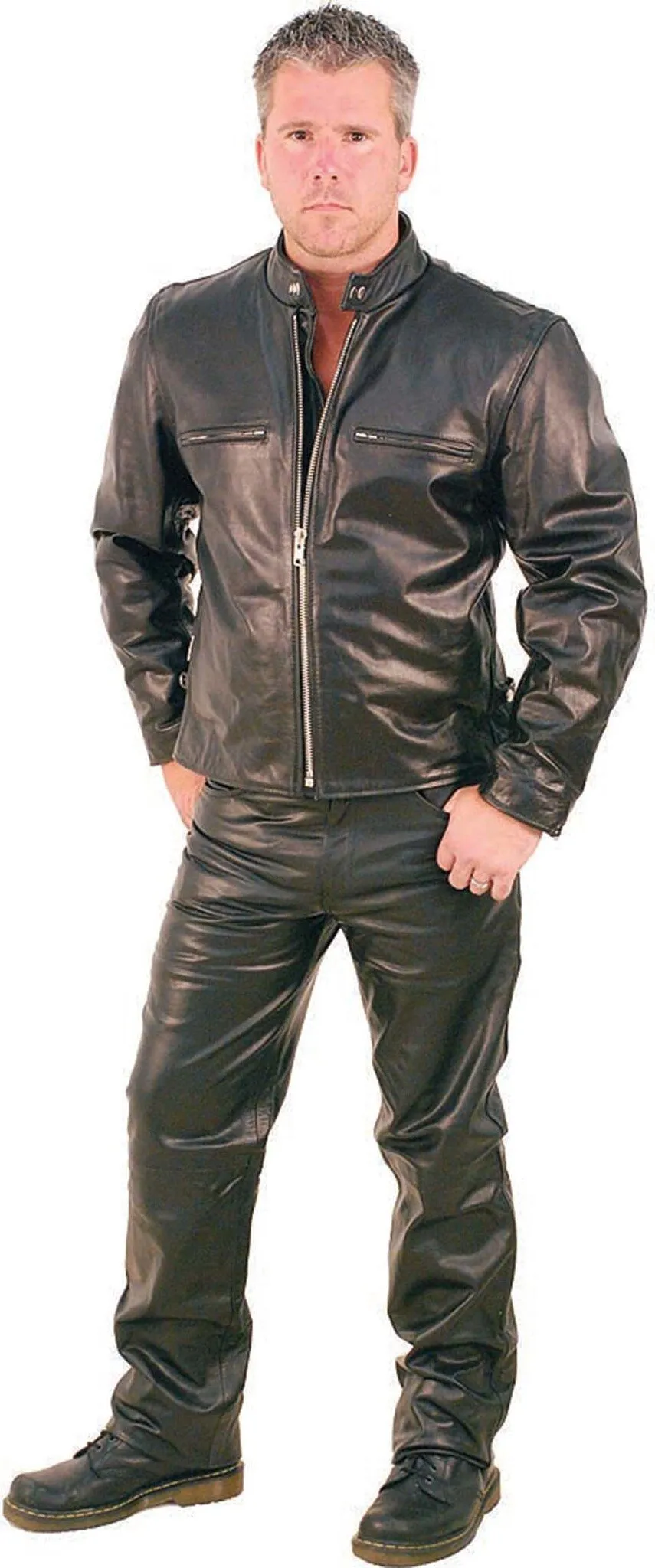 Rebel Rider Cafe Racer Leather Motorcycle Jacket #M11025 ()