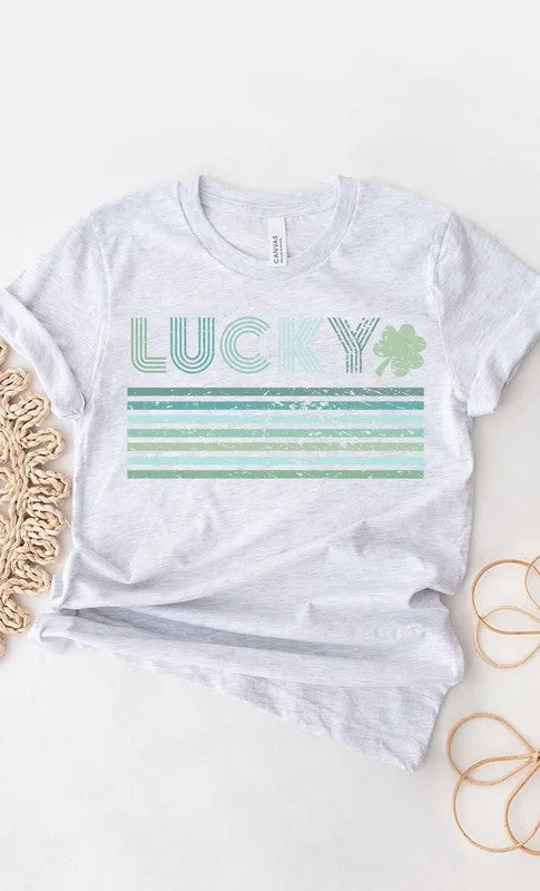 Retro Distressed Lucky Stripe Shamrock Graphic Tee