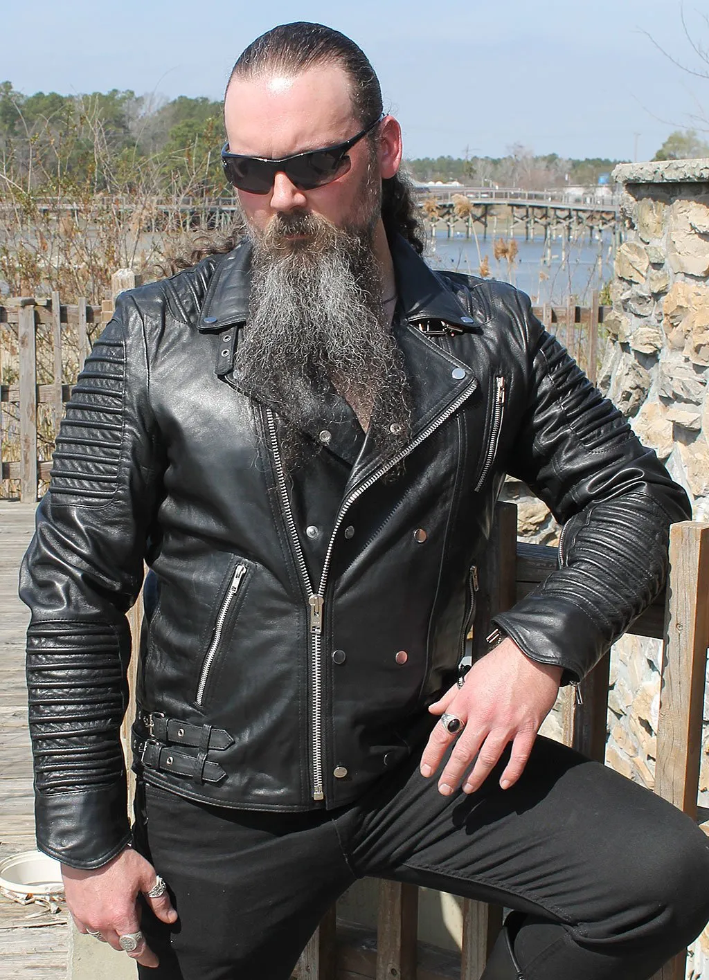 Ribbed Lambskin Motorcycle Jacket #M2806ZK