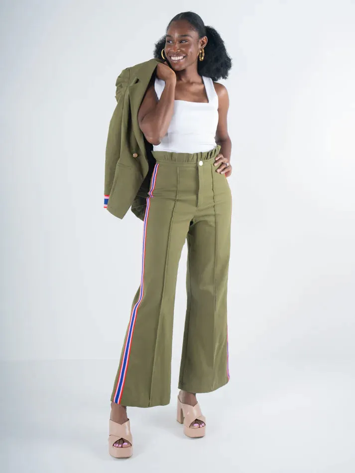 Ruffle Flare Pant | Army