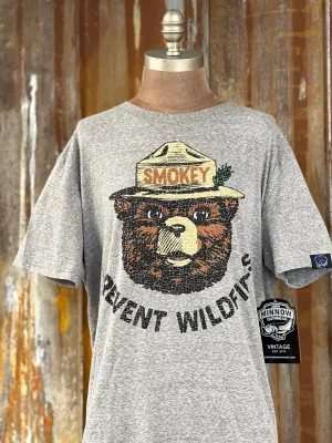 Smokey Bear PREVENT WILDFIRES Graphic Tee- Grey