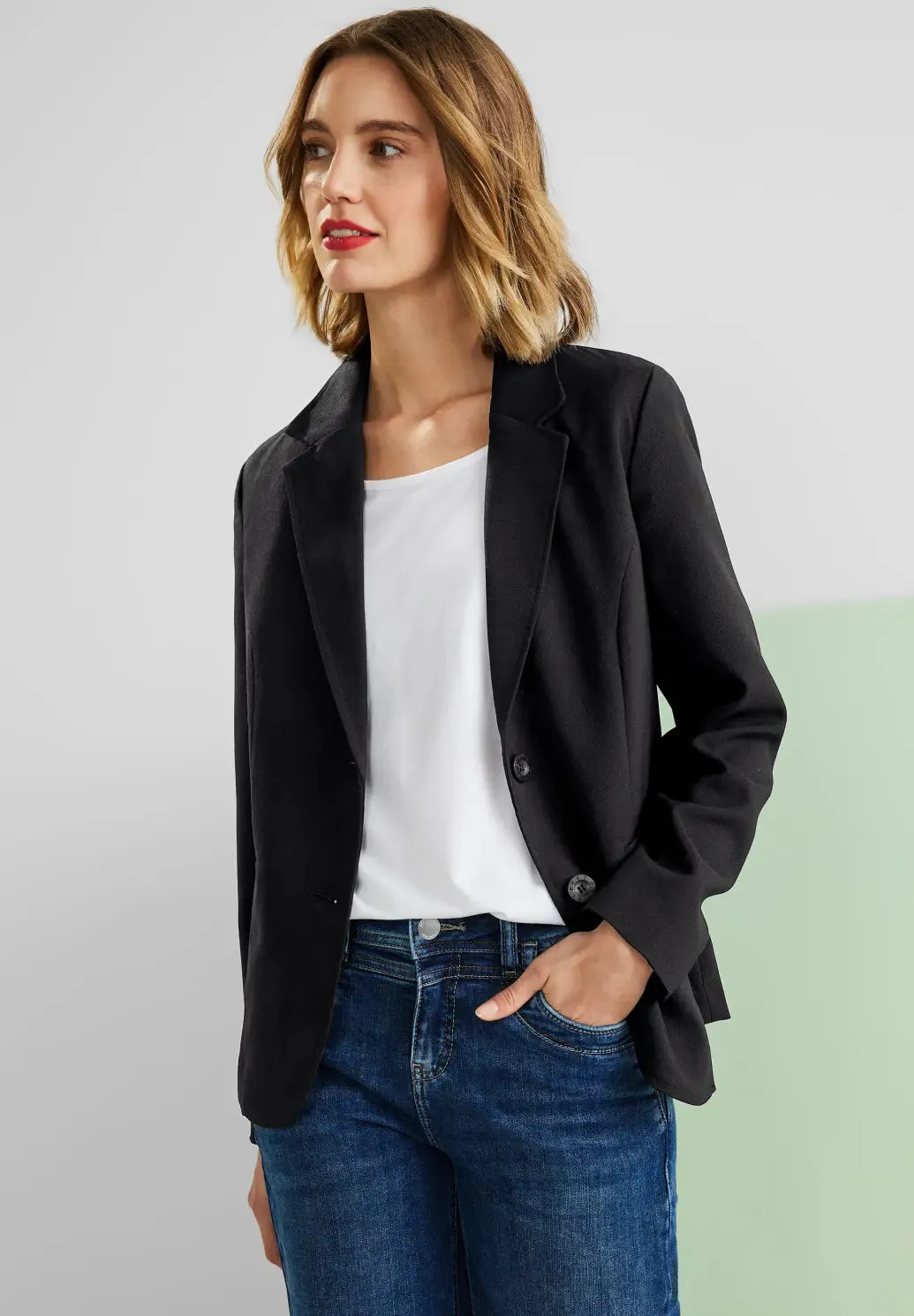 Street One black twill blazer 211839